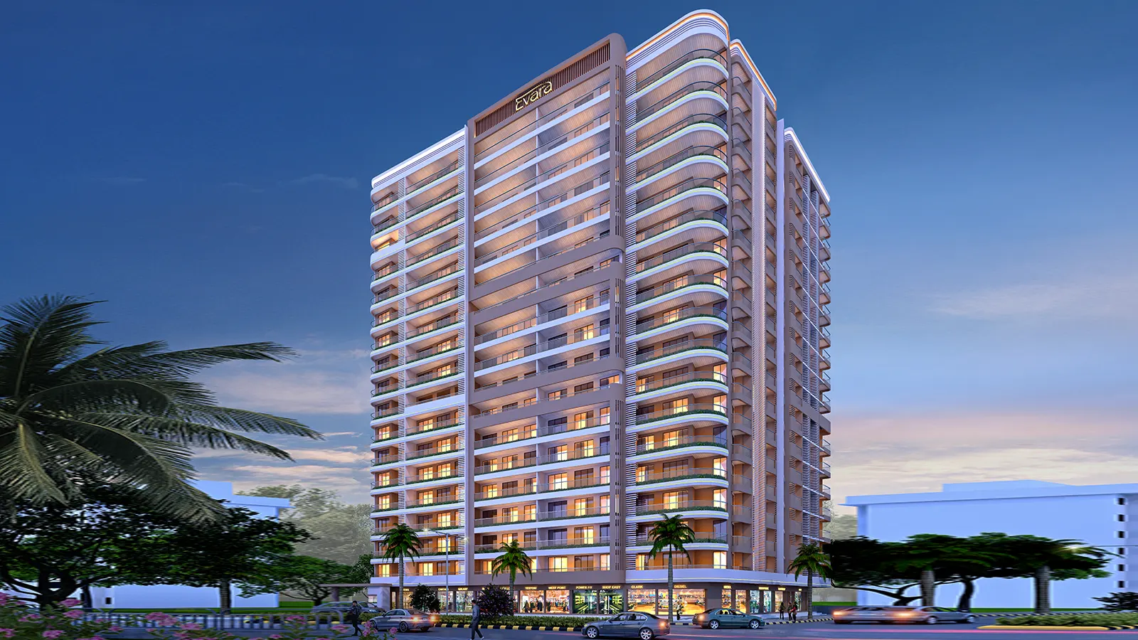 Evara Elevation - Night View