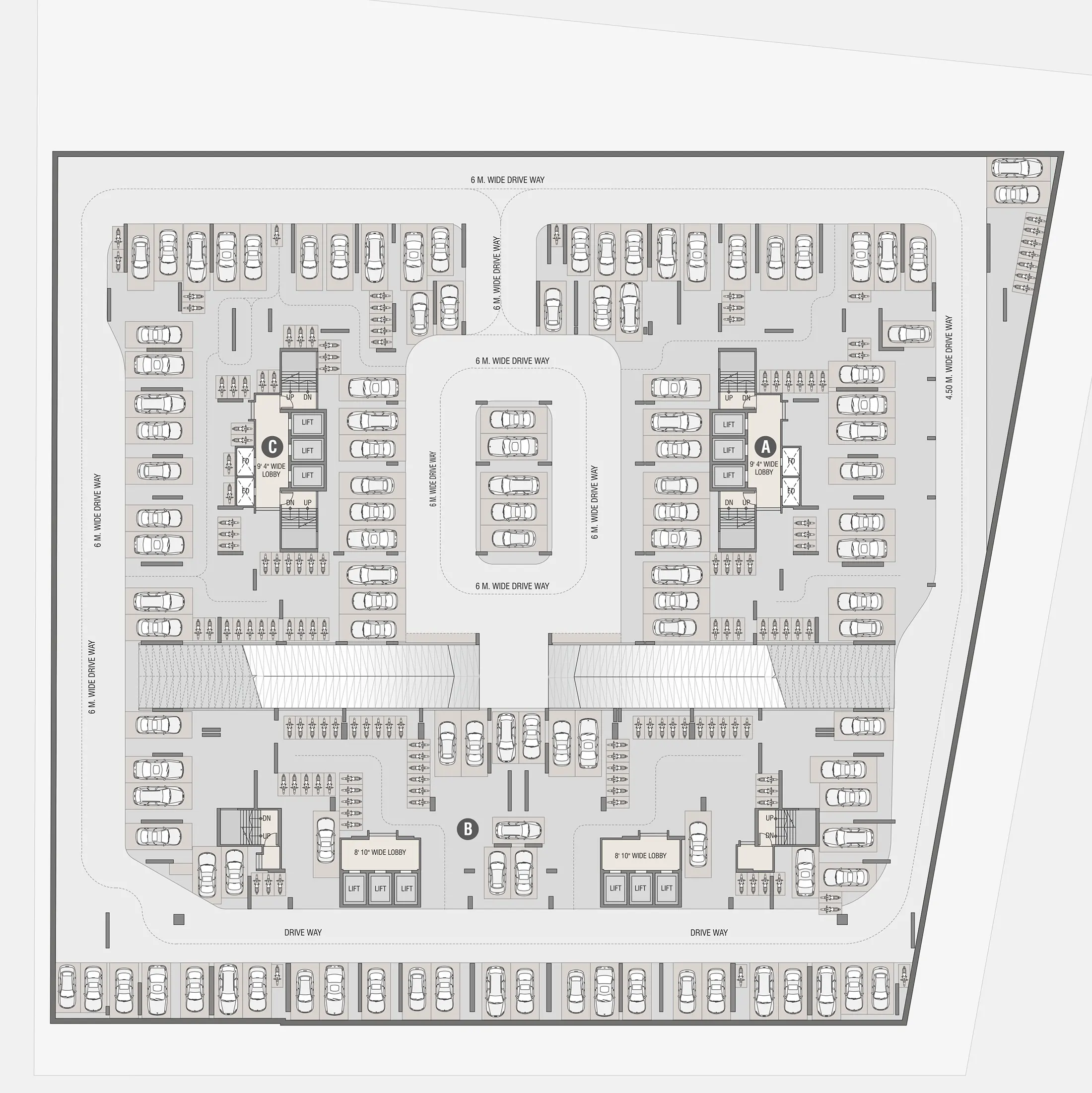1st Basement Floor Plan of Gami Satyam Palacio, Kharghar