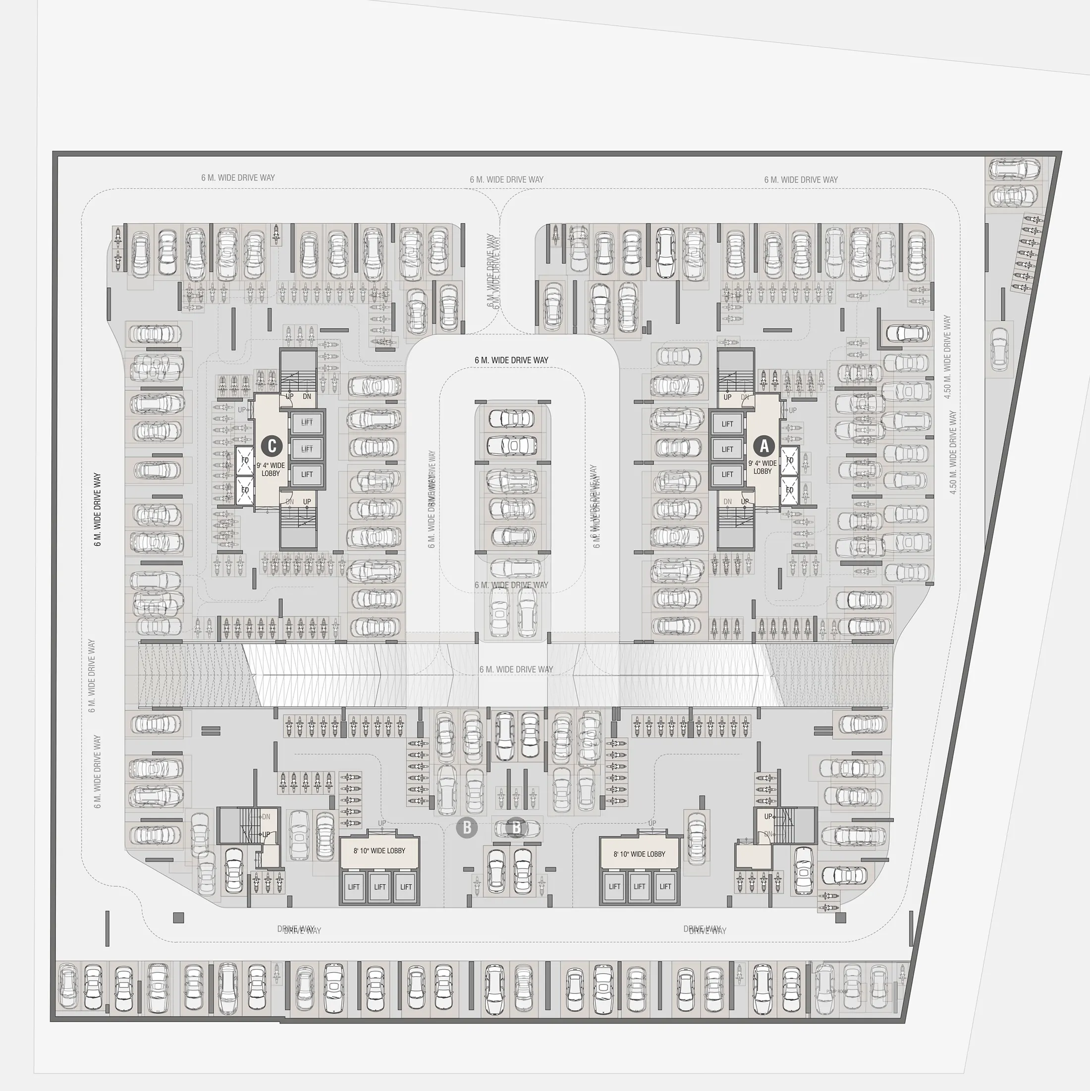 2nd Basement Floor Plan of Gami Satyam Palacio, Kharghar