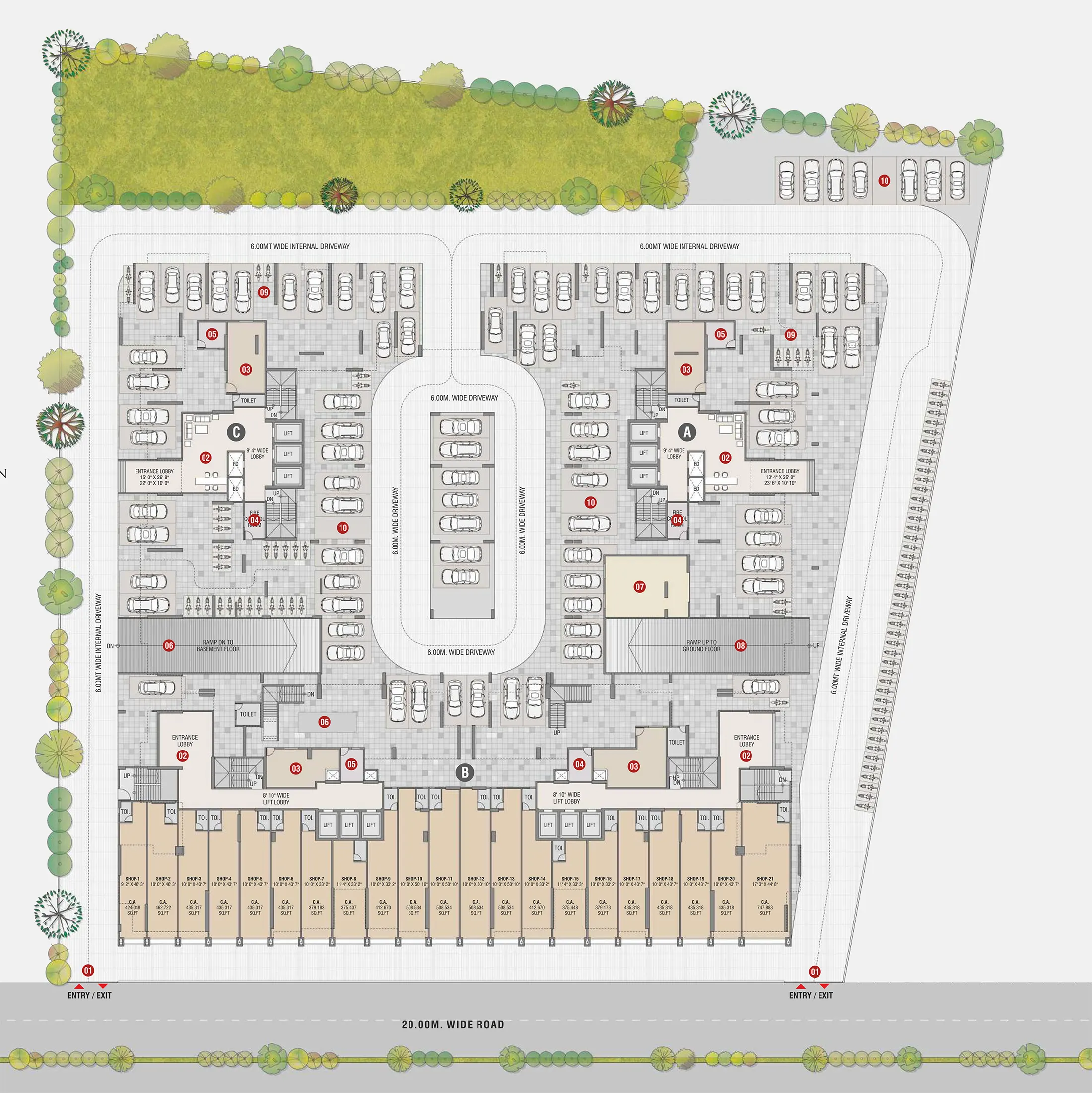 Ground Floor Plan of Gami Satyam Palacio, Kharghar