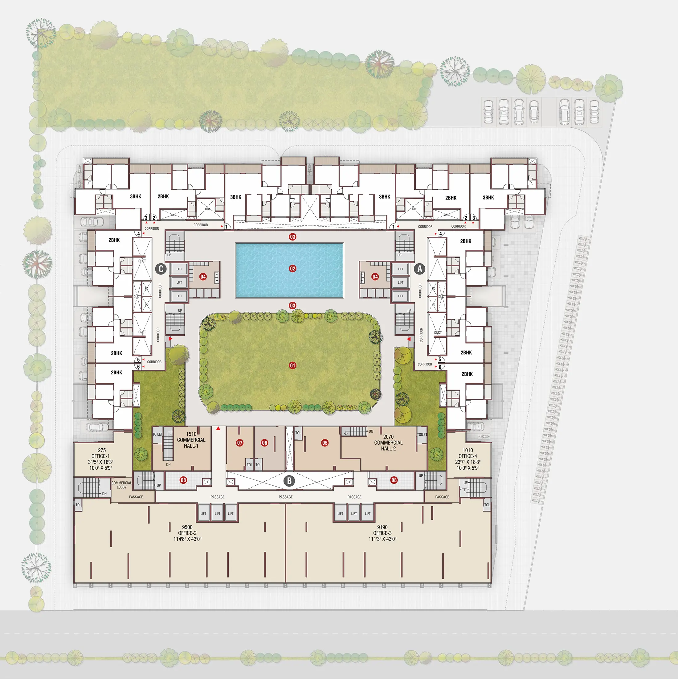 1st Floor Plan of Gami Satyam Palacio, Kharghar