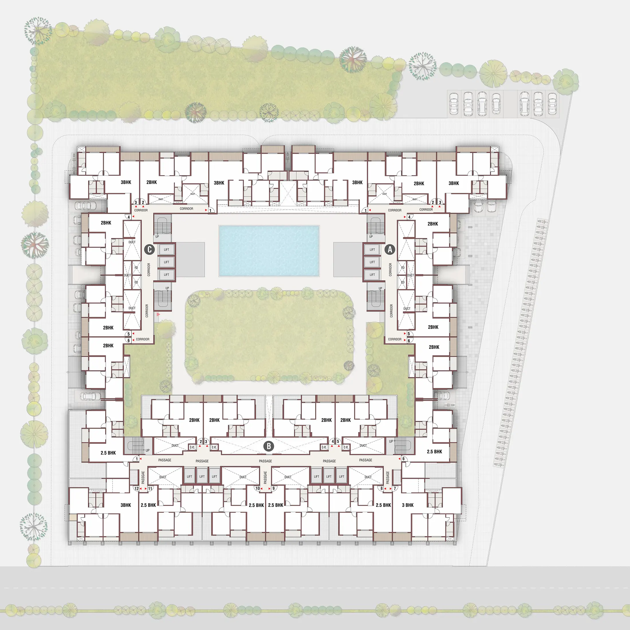 2nd Floor Plan of Gami Satyam Palacio, Kharghar